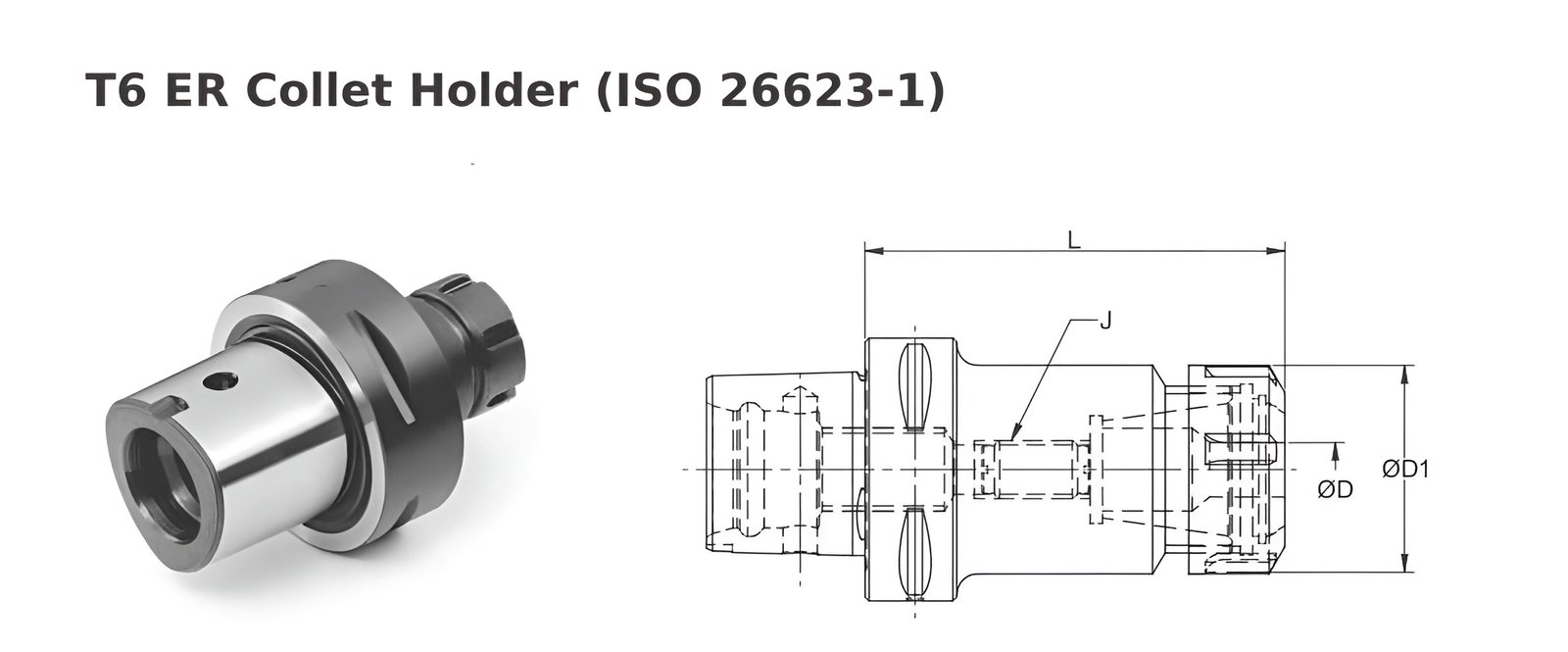 Polygonal Shank T6 ER11 060 ER Collet Holder (Balanced to G2.5 25000 RPM) (ISO 26623-1) (Compatible with Capto® Style C6)